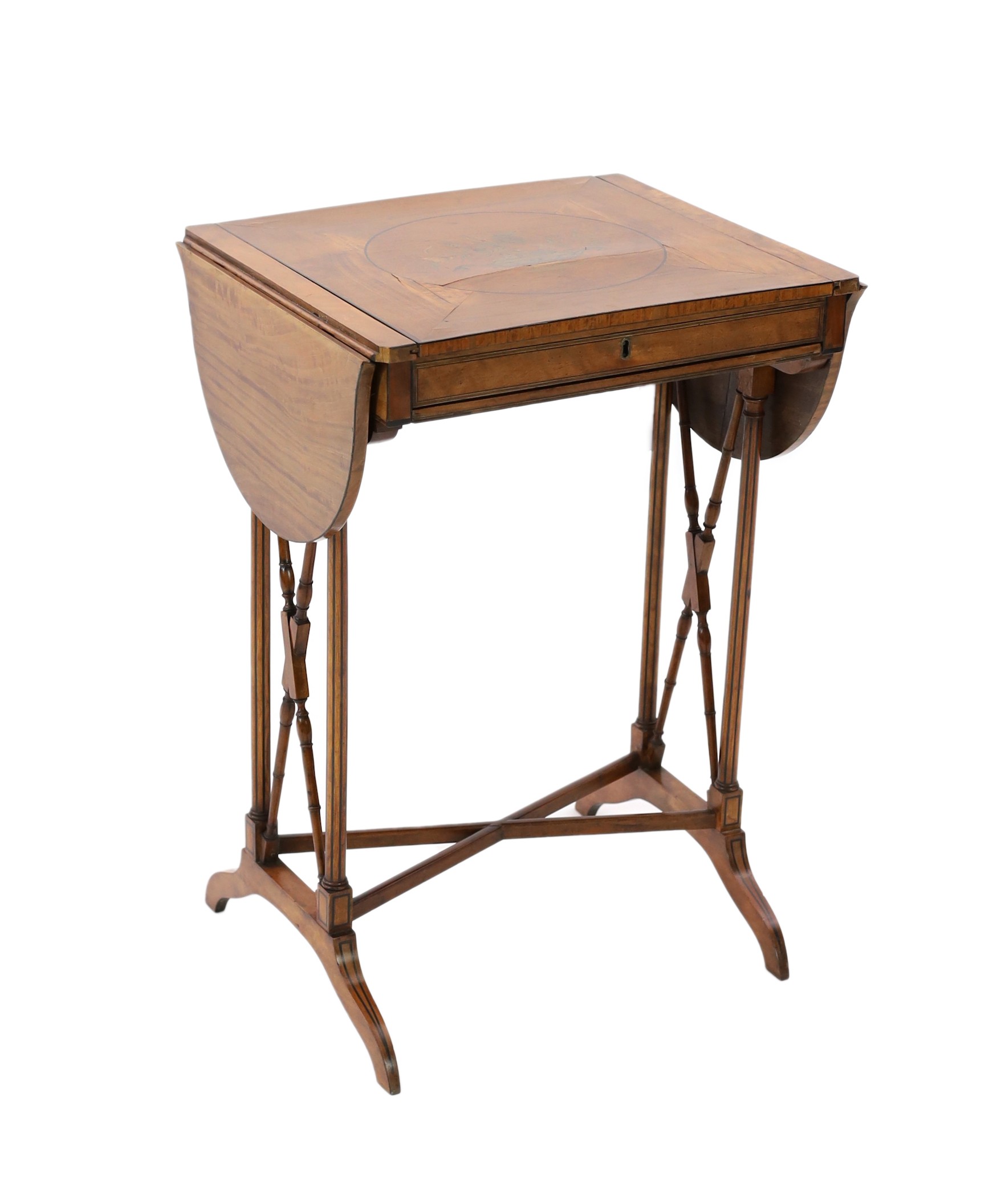 An Edwardian marquetry inlaid satinwood occasional table